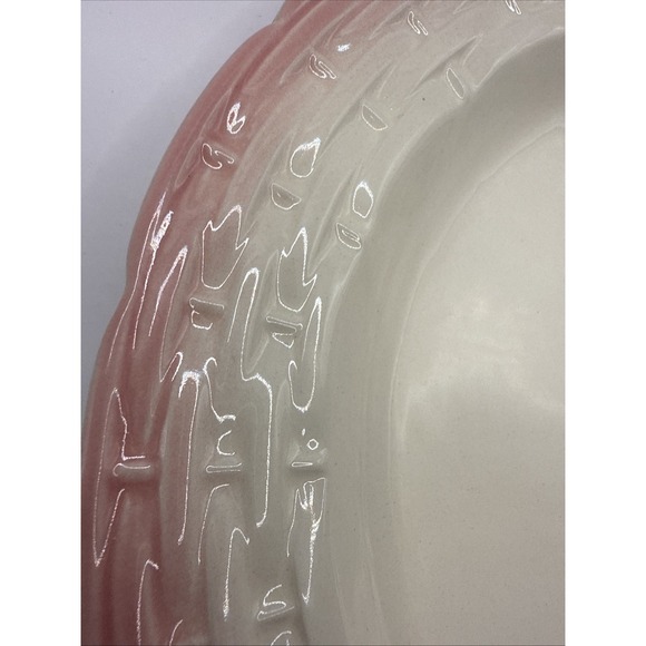 Vintage Portugal Raised Cherry Painted Floral Plate Basket weave Trim 9" - Picture 5 of 14